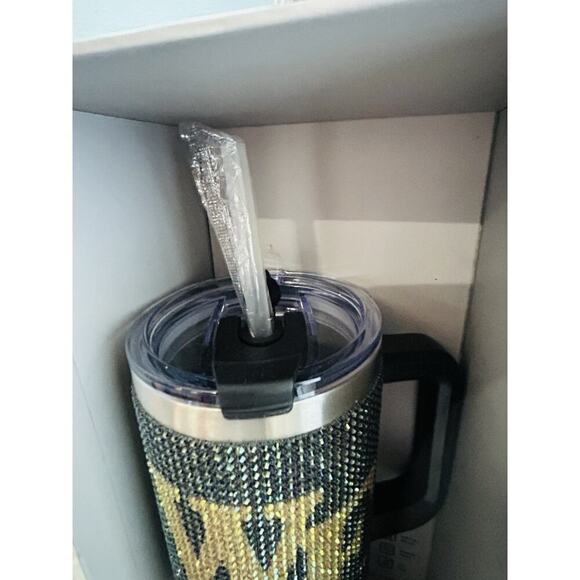 New Wake Forest 46 oz Tumbler WF Bling Colossal Black Rhinestones NCAA Straw NIB - Picture 3 of 13